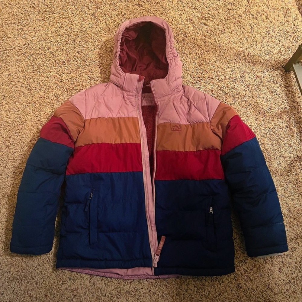 L.L Bean Colorblock Jacket in Maueve Berry Kids 14/16